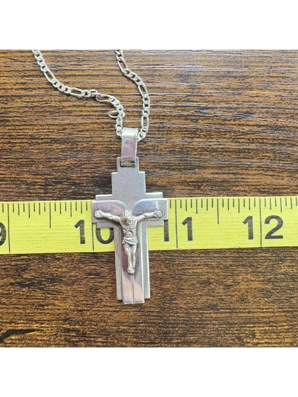 Crucifix Cross Pendant Necklace Lobster Clasp 925 Sterling Silver 24